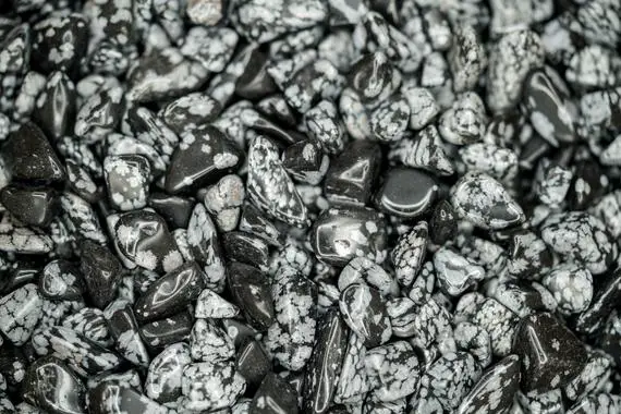 Snowflake Obsidian Tumbled Crystal Chips, Choose Amount