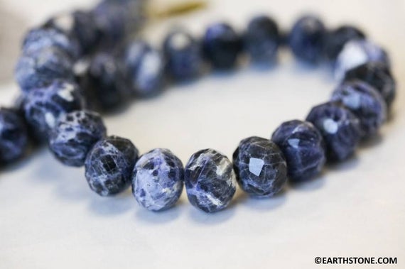 L/ Sodalite 15-16mm Faceted Rondelle Beads 16" Strand Natural Blue Gemstone Beads For Jelwery Making