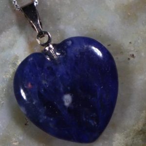 Shop Sodalite Necklaces! Sodalite Heart Healing Stone Necklace with Positive Healing Energy! | Natural genuine Sodalite necklaces. Buy crystal jewelry, handmade handcrafted artisan jewelry for women.  Unique handmade gift ideas. #jewelry #beadednecklaces #beadedjewelry #gift #shopping #handmadejewelry #fashion #style #product #necklaces #affiliate #ad