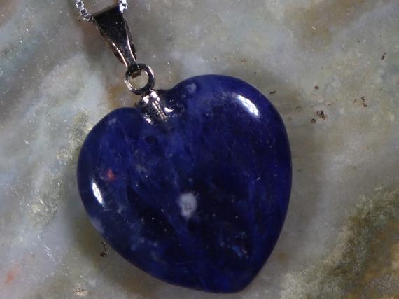 Sodalite Heart Healing Stone Necklace With Positive Healing Energy!