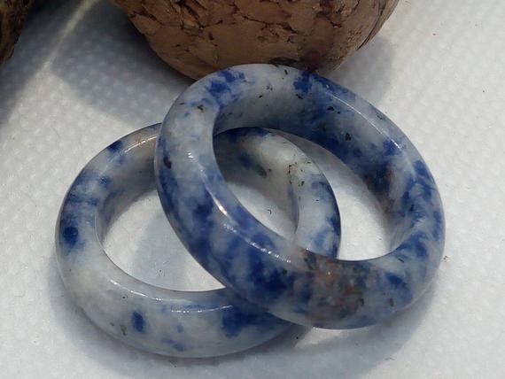 Sodalite Ring,  Sodalite Band Ring,  Natural Blue And White Stone Ring