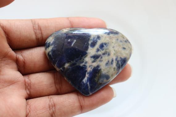 Sodalite Heart Stone - Heart Stone Sodalite - Throat Chakra Stone Healing Crystals And Stones Calming Crystal Dimensions-48x63x12mm Wt-44gm. Sodalite Heart Stone - Heart Stone Sodalite - Throat Chakra Stone Healing Crystals And Stones Calming Crystal Dimensions-48x63x12mm Wt-44gm.