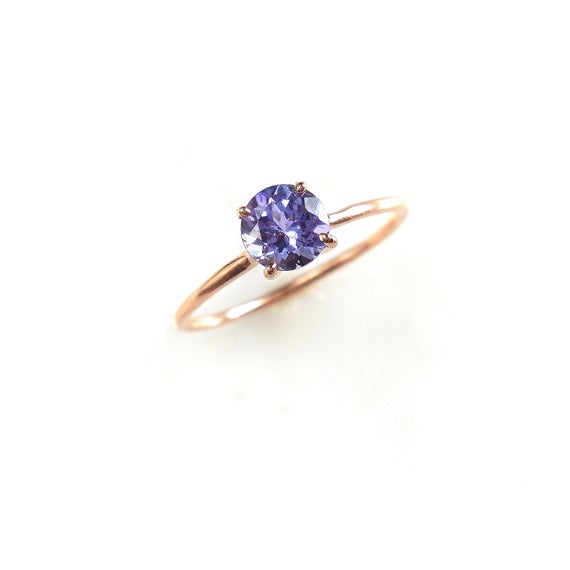 Tanzanite Ring 14k Gold Ring, 5mm Tanzanite Ring For Women, December Birthstone Ring