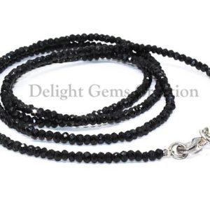 Shop Spinel Jewelry! Black Spinel Beaded Necklace, 3-4mm Spinel Faceted Rondelle Beads Layering Necklace, Sparkling Spinel Jewelry, Spinel 30 Inch Long Necklace | Natural genuine Spinel jewelry. Buy crystal jewelry, handmade handcrafted artisan jewelry for women.  Unique handmade gift ideas. #jewelry #beadedjewelry #beadedjewelry #gift #shopping #handmadejewelry #fashion #style #product #jewelry #affiliate #ad