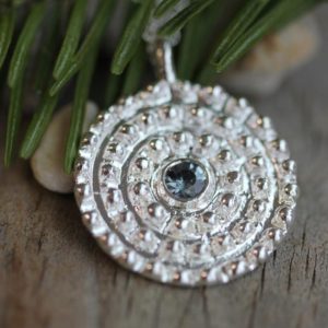 Shop Spinel Pendants! Blue Spinel Necklace in Recycled Sterling Silver, Sundial Pendant | Natural genuine Spinel pendants. Buy crystal jewelry, handmade handcrafted artisan jewelry for women.  Unique handmade gift ideas. #jewelry #beadedpendants #beadedjewelry #gift #shopping #handmadejewelry #fashion #style #product #pendants #affiliate #ad