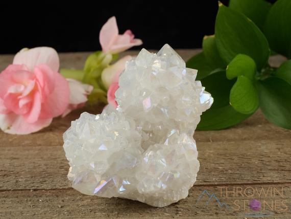 Aura Quartz Angel White - Rainbow Quartz Crystal, Crystal Cluster, Spirit Quartz, Metaphysical, Crystal Decor, R0440