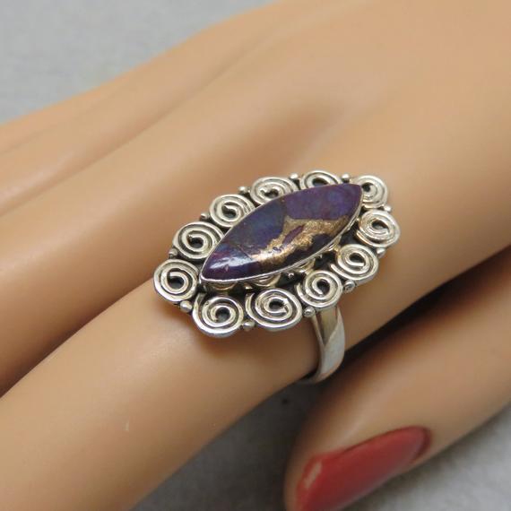 Sterling Silver Filigree Wire Work Sugilite Ring, Size 7