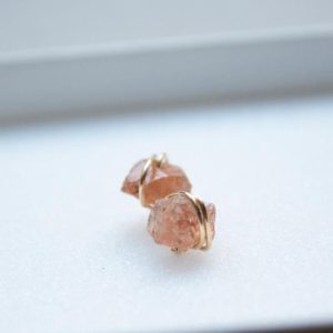 Sunstone Stud Earrings, Sunstone Earrings Studs, Raw Gemstone Earrings, Crystal Stud Earrings, Sunstone Jewelry, Gift for Her, Orange Studs | Natural genuine Gemstone earrings. Buy crystal jewelry, handmade handcrafted artisan jewelry for women.  Unique handmade gift ideas. #jewelry #beadedearrings #beadedjewelry #gift #shopping #handmadejewelry #fashion #style #product #earrings #affiliate #ad
