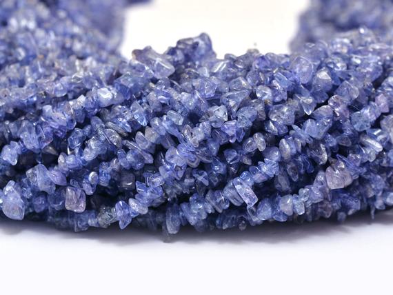 Natural Tanzanite Gemstone Mix Uncut Chips 3mm-4mm Beads | 34inch Strand | Jewelry Making Supplies | Semi Precious Gemstone Smooth Nuggets |