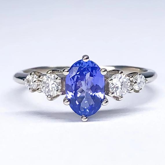 Tanzanite Engagement Ring Diamond Mossanite Ring 14k Gold Tanzanite Oval Engagement Diamond Alternative Engagement Ring Made In Your Size