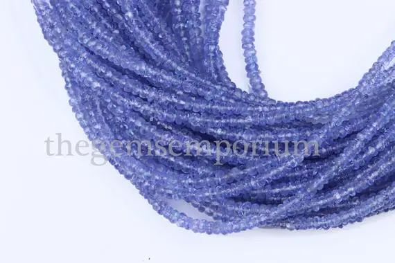 3.5-4.5mm Tanzanite Faceted Rondelle Beads, Tanzanite Faceted Beads, Tanzanite Rondelle Beads, Tanzanite Natural Good Quality Beads