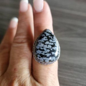 Shop Mahogany Obsidian Rings! Teardrop Mahogany Obsidian Ring- size 9.5! | Natural genuine Mahogany Obsidian rings, simple unique handcrafted gemstone rings. #rings #jewelry #shopping #gift #handmade #fashion #style #affiliate #ad