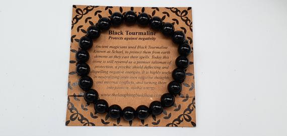 The Laughing Buddhaa Black Tourmaline Bracelet -  Protects Against Negativity