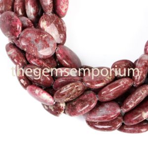 Thulite Plain Smooth oval Shape Beads, Thulite Smooth oval Shape Beads, Thulite Smooth Beads, Thulite plain Beads, Thulite Beads