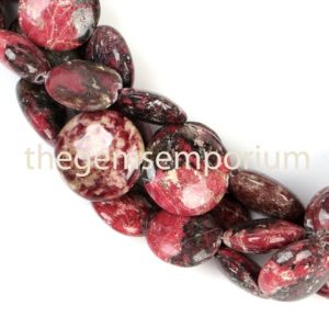 Thulite Plain Smooth coin Shape Beads, Thulite Smooth coin Shape Beads, Thulite Smooth Beads, Thulite plain Beads, Thulite Beads