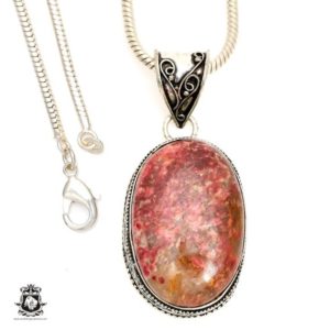 Russian Pink THULITE Pendant & FREE 2MM Italian 925 Sterling Silver Chain V1372 Russian Pink THULITE Pendant & FREE 2MM Italian 925 Sterling Silver Chain V1372
