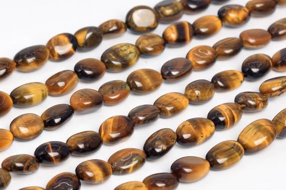 Genuine Natural Yellow Tiger Eye Loose Beads Grade A Pebble Nugget Shape 8-10mm