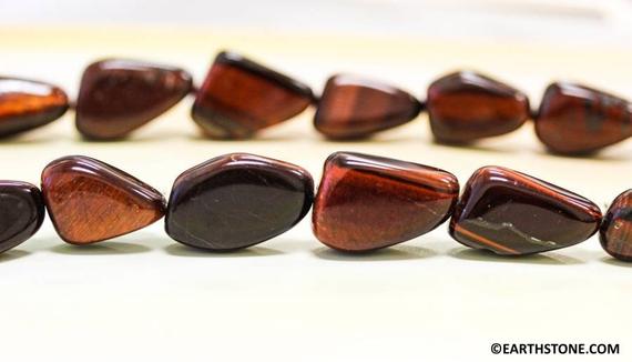 M/ Red Tiger Eye 12-14mm Nugget Red Brownish Tiger Eye Freeform Beads  15 Inches Only