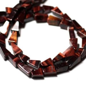 Shop Tiger Eye Bead Shapes! Fil 34cm 39pc env – Perles de Pierre – Oeil de Taureau Tigre Rouge Triangles 8-10mm – 8741140013162 | Natural genuine other-shape Tiger Eye beads for beading and jewelry making.  #jewelry #beads #beadedjewelry #diyjewelry #jewelrymaking #beadstore #beading #affiliate #ad