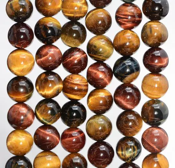 6mm Genuine Natural Yellow Red Blue Tiger Eye Gemstone Grade Aa Mix Color Round Loose Beads 14.5 Inch Full Strand (80007072-a238)