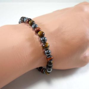 Tiger Iron and Hematite Bead Gemstone Bracelet, Fashion Bracelet, Men's Bracelet, Women's Bracelet, Men's Jewelry, Women's Jewelry | Natural genuine Tiger Iron bracelets. Buy crystal jewelry, handmade handcrafted artisan jewelry for women.  Unique handmade gift ideas. #jewelry #beadedbracelets #beadedjewelry #gift #shopping #handmadejewelry #fashion #style #product #bracelets #affiliate #ad