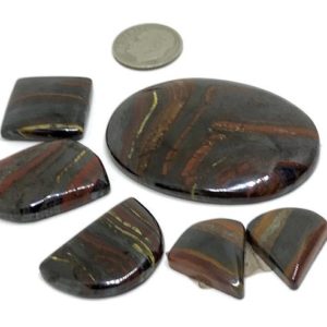 Shop Tiger Iron Stones & Crystals! Tiger Iron Cabochons – Lot of 6 | Natural genuine stones & crystals in various shapes & sizes. Buy raw cut, tumbled, or polished gemstones for making jewelry or crystal healing energy vibration raising reiki stones. #crystals #gemstones #crystalhealing #crystalsandgemstones #energyhealing #affiliate #ad