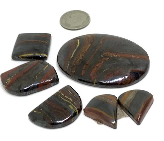 Tiger Iron Cabochons - Lot Of 6