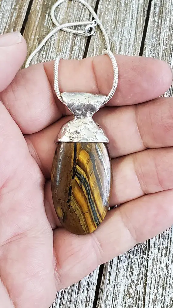 Tiger Iron Pendant, A Supreme Healing Stone, Creates & Grounds Energizing Power, Protects The Spirit And Manifests The Will, Handmade