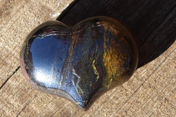 Tiger Iron, Puffy Heart, Pocket, Worry Healing Stone, With Positive Healing Energy!