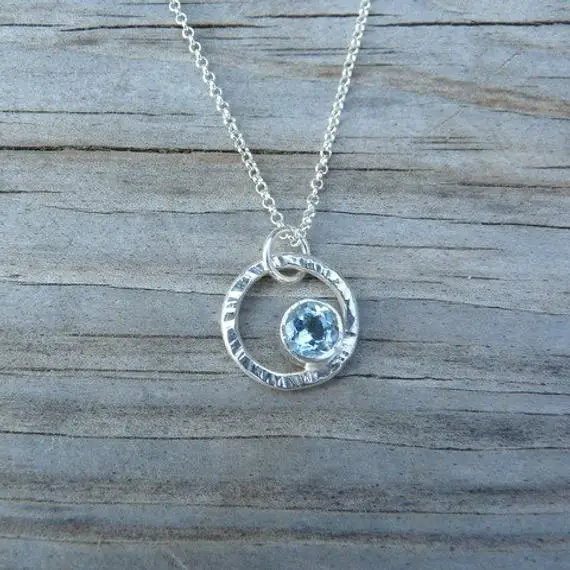 Shine On Necklace In Sky Blue Topaz And Sterling Silver | Handmade Silver Pendant | Made In The Usa