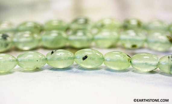 M/ Green Tourmalinated Quartz 7x11mm Oval Rice Beads 15.5" Strand Natural Green Quartz Gemstone Beads For Jewelry Making