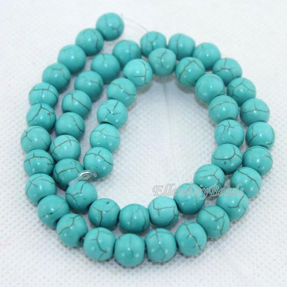 6mm & 8mm Blue Round Turquoise Beads,howlite Turquoise Beads,loose Round Gemstone Beads For Jewelry Necklace Bracelet--bt042