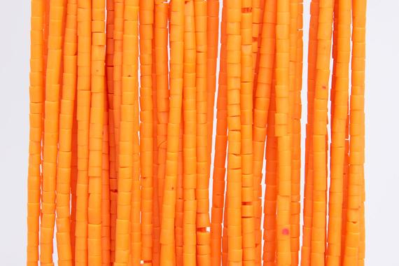 Orange Howlite Loose Beads Round Tube Shape 2x2mm
