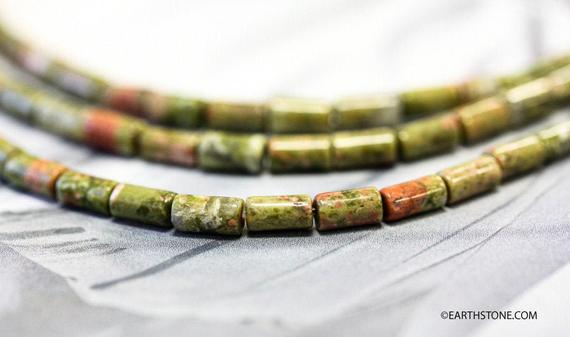 S/ Unakite 2x4mm/ 3x5mm/ 4x13mm Tube Beads 16" Strand Natural Gemstone Beads For Jewelry Making