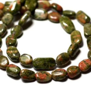 Shop Unakite Bead Shapes! Fil 34cm 25-31pc env – Perles de Pierre – Unakite Olives Ovales 8-15mm – 8741140012769 | Natural genuine other-shape Unakite beads for beading and jewelry making.  #jewelry #beads #beadedjewelry #diyjewelry #jewelrymaking #beadstore #beading #affiliate #ad