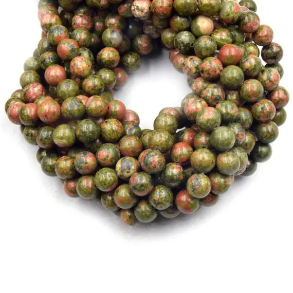 Unakite Beads | Smooth Unakite Round Beads | 4mm 6mm 8mm 10mm | Loose Gemstone Beads | Beads By The Strand