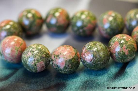 L/ Unakite 16mm/ 18mm Round Beads 16" Strand Natural Green Red Mixed Color Gemstone Beads For Jewelry Making
