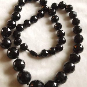 Victorian Whitby Jet Faceted Bead Necklace | Natural genuine Jet necklaces. Buy crystal jewelry, handmade handcrafted artisan jewelry for women.  Unique handmade gift ideas. #jewelry #beadednecklaces #beadedjewelry #gift #shopping #handmadejewelry #fashion #style #product #necklaces #affiliate #ad