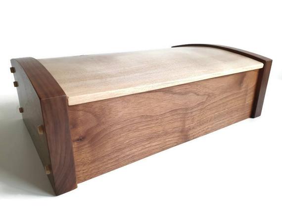 Handcrafted Walnut Keepsake Box: Sycamore Lid, Lined Jewelry Chest