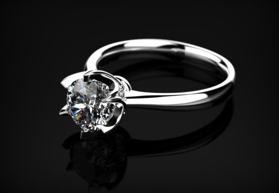 White Gold White Sapphire Engagement Ring White Gold White Sapphire White Gold White Sapphire Ring Diamond Alternative White Gold