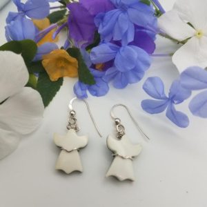 Shop Magnesite Earrings! White Magnesite Angel Earrings with Sterling Silver French Earwire and Sterling Silver Wire wrap | Natural genuine Magnesite earrings. Buy crystal jewelry, handmade handcrafted artisan jewelry for women.  Unique handmade gift ideas. #jewelry #beadedearrings #beadedjewelry #gift #shopping #handmadejewelry #fashion #style #product #earrings #affiliate #ad