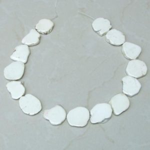 White Magnesite Beads, Magnesite Nuggets Beads Slabs,  Howlite Beads, Slab Gemstones, Howlite Necklace, Loose Stones, Slabs – 30mm to 35mm | Natural genuine beads Magnesite beads for beading and jewelry making.  #jewelry #beads #beadedjewelry #diyjewelry #jewelrymaking #beadstore #beading #affiliate #ad