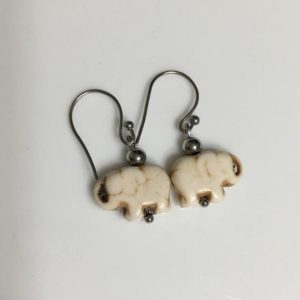Shop Magnesite Earrings! White Magnesite Elephant Dangle Silver Earrings, Animal Shape Earrings, Girls Earrings, Kids Jewelry, Stainless Steel, Hypoallergenic | Natural genuine Magnesite earrings. Buy crystal jewelry, handmade handcrafted artisan jewelry for women.  Unique handmade gift ideas. #jewelry #beadedearrings #beadedjewelry #gift #shopping #handmadejewelry #fashion #style #product #earrings #affiliate #ad
