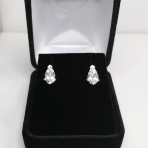 Shop White Sapphire Jewelry! BEAUTIFUL 10k or 14k Gold 2.2ctw Pear Cut White Sapphire Stud Earrings V Point Trending Jewelry Gift Wife Bride Fiance | Natural genuine White Sapphire jewelry. Buy crystal jewelry, handmade handcrafted artisan jewelry for women.  Unique handmade gift ideas. #jewelry #beadedjewelry #beadedjewelry #gift #shopping #handmadejewelry #fashion #style #product #jewelry #affiliate #ad