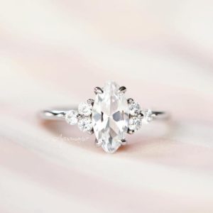 Shop Unique Engagement Rings Under $100! Natural White Sapphire Ring Set- 925 Sterling Silver Diamond Engagement Rings For Woman- Bridal Ring Set September Birthstone- Gift For Her | Natural genuine Amethyst rings, simple unique alternative gemstone engagement rings. #rings #jewelry #bridal #wedding #jewelryaccessories #engagementrings #weddingideas #affiliate #ad