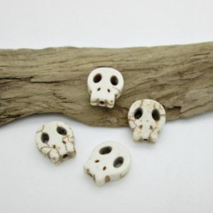 Shop Magnesite Beads! White Stone Day of the Dead Skull Bead, White Magnesite Skull, Halloween Skull 15×13 (6) | Natural genuine other-shape Magnesite beads for beading and jewelry making.  #jewelry #beads #beadedjewelry #diyjewelry #jewelrymaking #beadstore #beading #affiliate #ad