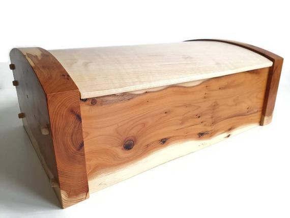 Handcrafted Yew Wood Jewelry Box: Sycamore Lid, Velvet Lined Tray