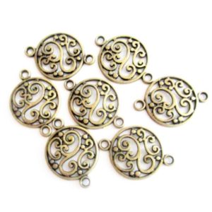 Shop Jewelry Connectors! Connectors Carved Antique Bronze, Pack of 5/10 Connectors, 20x14mm Round Connectors, Jewelry Making Supplies  G1565 | Shop jewelry making and beading supplies, tools & findings for DIY jewelry making and crafts. #jewelrymaking #diyjewelry #jewelrycrafts #jewelrysupplies #beading #affiliate #ad
