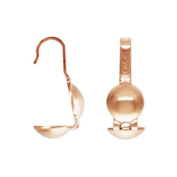 5pcs 14k Rose Gold Filled Clamshell Bead Tips 0.56mm Hole, Gold Filled End Tip Cover, Bead Tip Clamshell, Fold Over Crimp Bead, Cover Ends
