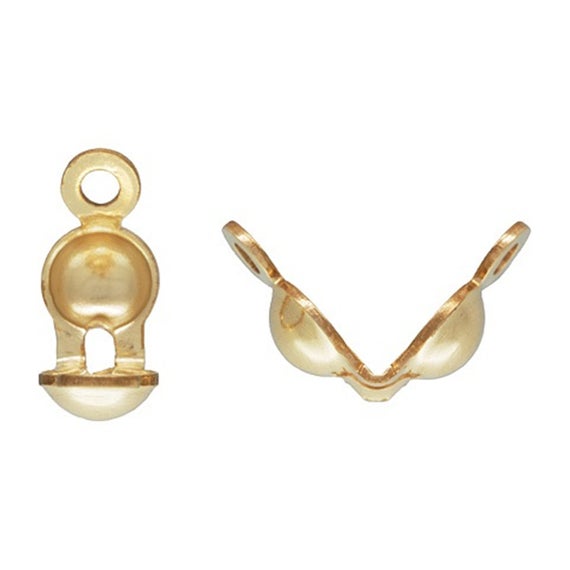 10pcs 14k Gold Filled Clamshell Bead Tips, Gold Filled End Tip Cover, Bead Tip Clamshell, Fold Over Crimp Bead, Knot Tip Cover Ends